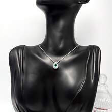 Stylish Women's Necklace With A Colorful Teardrop-Shaped Pendant Encrusted With Imported Zirconia. Made Of 925 Silver Or 18K Gold. - Verde menta (prata) - Xem 2