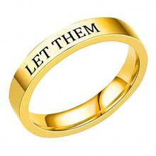 1pc Stainless Steel Inspirational Ring, 1pc "Let Them" Ring - Stainless Steel Engraved Rings, Sister, Best Friend, Self-Worth Motivational Gift - Multicolor - View 16