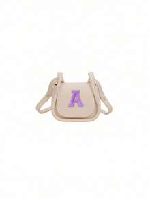 迷你休闲百搭简约纯色DIY PU材质斜跨单肩包，印有26个A-Z字母。您可以把它想象成一个口红零钱包，可以单肩背或斜挎。适合外出上学、旅行购物时使用。圣诞节、感恩节、周五的礼物。最佳礼物。 - 米色+紫色字母 - 查看 20