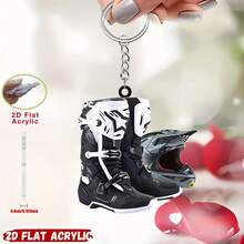 Breloc acrilic 2D pentru entuziaștii curselor de motociclete, decorațiune pentru rucsac și cheie de mașină, decorațiune pentru petrecerea de Crăciun, înapoi la școală pentru tineri