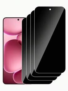 4 件隐私钢化玻璃屏幕保护膜，兼容 OPPO/VIVO，全覆盖，易于安装，无气泡，防刮擦和防碎，适合生日/家人/朋友/男朋友/女朋友屏幕保护必需品，适用于日常防护、办公室、家庭隐私屏幕保护膜手机屏幕保护膜手机配件防水防震防摔防刮