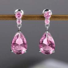 Charming Drop Earrings For Women Dazzling Pink Cubic Zirconia Elegant Female Exquisite Lady Fancy Jewelry Garment Accessories - 粉色 - 查看 5