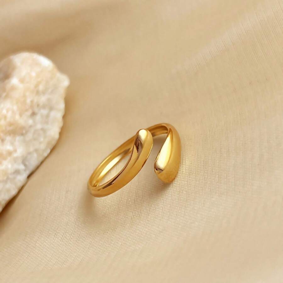 New 18K Stainless Steel Fashion Ring, The Opening Design Can Be Adjusted In Size - 3-dourado - View 1