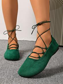 Women's Round Toe Flat Soft Bottom Casual Shoes, Versatile Solid Color Elegant, Fashionable Vacation, Neutral Sports, Preppy School, Party, Commute Basic, Beach, Bohemian Casual, Cute Fairy, Punk Retro, Wedding, Business Party, Outdoor, Sexy Chinese Style, Lolita, New Chinese Style, Y2K Goth, Western, Streetwear, Cute Western Wedding, Chinese Wedding, Nightclub, Workwear Criss-Cross Drawstring Sandals, Beach, Holiday, Wedding, Party, Office, Home, Gym, Outdoor, Spring, Summer, Autumn, Winter