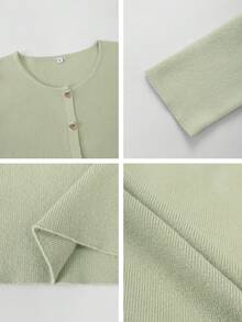 Live To Mo 秋季女装橄榄绿长袖开衫，饰有纽扣 - 商务休闲女装，适合办公室和日常穿着 - 綠色 - 查看 11