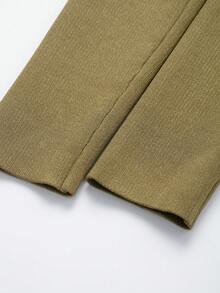 V-Neck Solid Color Casual Knit Sweater With Metal Buttons, Suitable For Spring/Autumn/Winter - Army Green - View 5