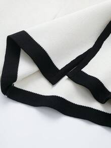V-Neck Solid Color Casual Knit Sweater With Metal Buttons, Suitable For Spring/Autumn/Winter - White Black - View 4