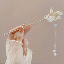 Elegant Chinese Style Tassel Hair Stick, Traditional Floral Design Hair Accessory Suitable For Women's Daily Wear And Parties
