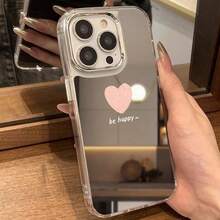 Simple Love Pattern Mirror Mobile Phone Case Is Suitable For IPhone16 15 14 13 12ProMAX Soft Edge 11 Shock-Proof Protective Case, Suitable For Gifts For Male And Girlfriend - 無色 - 查看 7