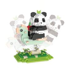 1008pcs Panda Swing Building Blocks Set, ABS Material, Animal & Plant Themed, Movie-Inspired Decor, Ideal For Office, Living Room, Christmas, Halloween, New Year, Birthday Gifts - Multicolor - View 5