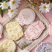 2Pcs/1Set Wedding Cookie Cutter Leaf Pattern Elegant Fondant Biscuit Chocolate Mold Birthday Valentine's Day Party Cookie Embossing Mould Dessert Baking Tool Party Favor Supplies - White - View 12