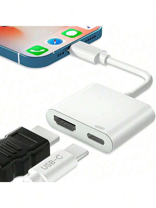 huaxunyuan USB C To HDtv Digital AV Adapter For Phone 16 15,1080P Video & Audio Sync Screen Converter AV Adapter With Charging Port For Phone 16/16 Plus/16 Pro/16 Pro Max/15/15 Plus,S23,XPS 17,Surface Book 3