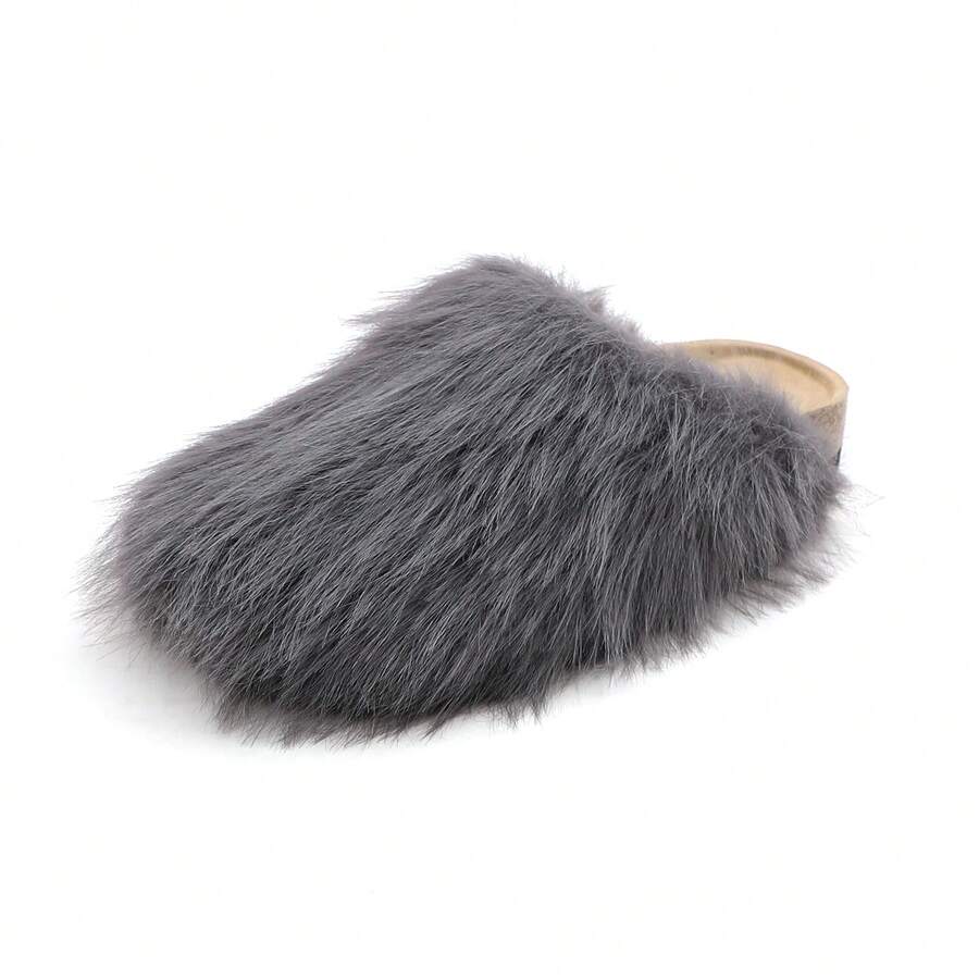 Women's Plush Faux Fur Slippers, Indoor/Outdoor Shoes: Stylish Design, Non-Slip Rubber Sole, Latex Insole For Comfort, Perfect For Shopping, Parties, And Casual Outings  Basics    Fuzzy    Outdoor