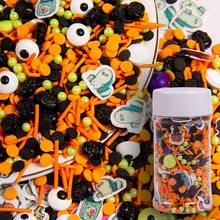 85g/3oz Chispas de Caramelo de Calabaza de Halloween, Perlas Naranjas Mezcladas con Fantasmas Blancos y Murciélagos Negros Monstruos, Mezcla de Perlas, Perfecto para Decoración de Pasteles, Horneado, Helado, Galletas, Decoración de Cupcakes, Suministros de Halloween - Multicolor - Ver 6