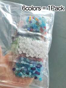 6 色 660 颗扁平圆形玻璃米粒珠，3x6 毫米装饰散珠，适用于手工 DIY 珠宝制作友谊手链、项链、工艺品 - 彩色 - 查看 5