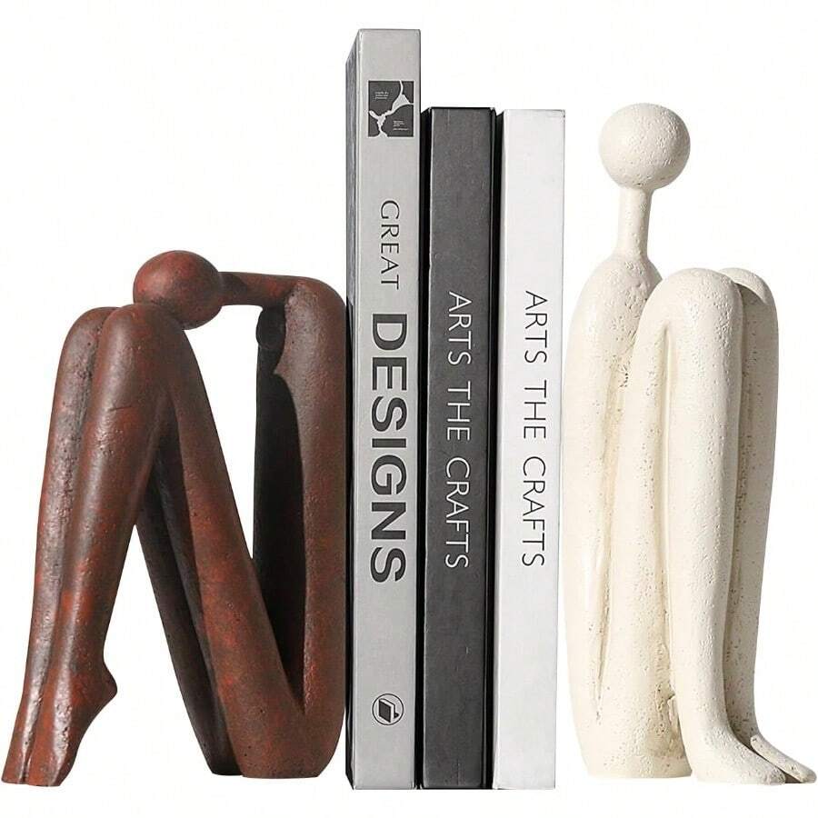 Decorative Bookends For ShelvesBookends For Heavy Books Resinous Thinker StatueBook Shelf DecorModern Creative Office Company Bookends Ornament Decorations - Màu đồng - Xem 1