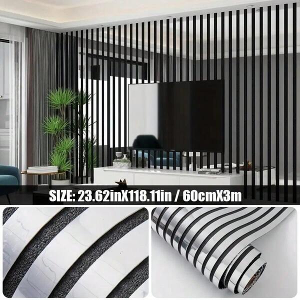 1 Roll Meoky 60*300cm Thick Large Roll, Self-Adhesive 3D Grid Wallpaper, Peel & Stick, Vinyl PVC Material, Mirror Reflective Texture, Suitable For TV Background, Sofa Background, Entrance Background, Living Room Bedroom Wall Decoration, Home Decoration Art, Easy Operation, One Person Can Easily Complete