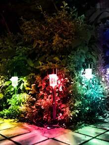 10/12pcs Solar Outdoor Lights, LED Garden Lights, Solar Landscape Lighting, Lawn Light, Patio, Courtyard Driveway, Lawn, Garden, Stairs, Street, Terrace, Festival And Other Outdoor Decorative Lighting - Multicolor - View 3