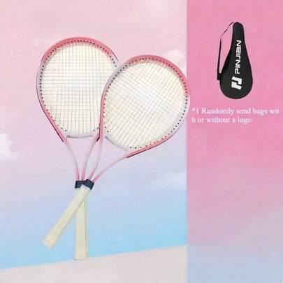 Confezione da 2 racchette da tennis universali per ragazzi, in ferro, blu/rosso/rosa, con 1 set da tennis, adatte a principianti, per allenamento e pratica di sport all'aria aperta - Regalo di Natale