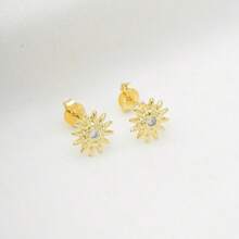 Women's Sun Earring With Zirconia 18K Gold Plated - D France Semijóias - 彩色 - 查看 1