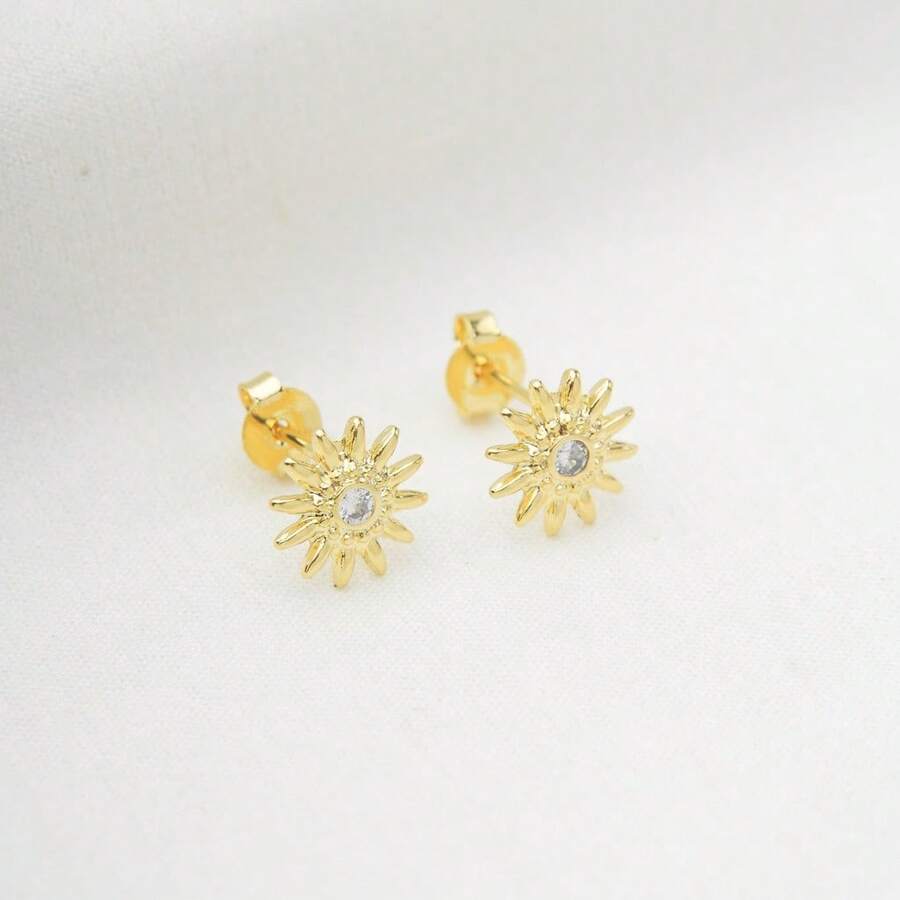 Women's Sun Earring With Zirconia 18K Gold Plated - D France Semijóias - 彩色 - 查看 1