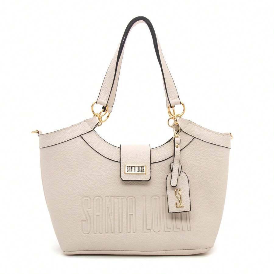Santa Lolla Lola Shoulder Bag, Spacious Crossbody Bag With Pockets, Leather, Ideal For College, Party And Everyday Life - Màu be - Xem 1