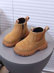 1 par de botas de tobillo para niños con suela suave antideslizante y punta redonda, casuales y de moda, adecuadas para otoño/invierno - Marrón - Ver 19