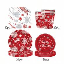 10pcs Christmas Party Supplies Dinnerware Packs Red Snowflakes Plates Napkins Cups Christmas Snowflakes Tableware Set For Winter Holiday Birthday Xmas Party Supplies Merry Christmas Decorations - Multicolor - View 11