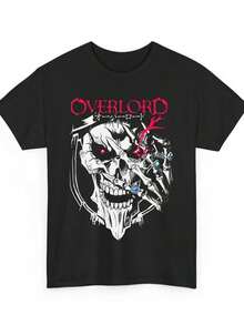 Anime Skull, Overlord Ainz Tee, Ooal Gown Albedo Black Shirt,Heavy-Duty Pure Cotton T-Shirt, Fashionable And Comfortable Wo's Cotton T-Shirt, Suitable For Weekends, Travel, Shopping, Outdoor Activities Or Leisure, High-Quality Durable Fabric Suitable For All Seasons, Fashionable Top, - 黑色8 - 查看 1