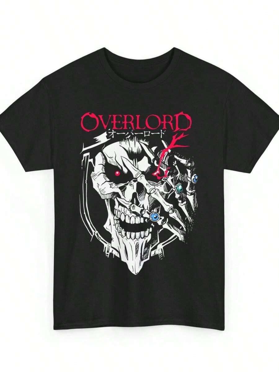 Anime Skull, Overlord Ainz Tee, Ooal Gown Albedo Black Shirt,Heavy-Duty Pure Cotton T-Shirt, Fashionable And Comfortable Wo's Cotton T-Shirt, Suitable For Weekends, Travel, Shopping, Outdoor Activities Or Leisure, High-Quality Durable Fabric Suitable For All Seasons, Fashionable Top, - 黑色8 - 查看 1