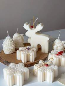 Christmas Candle Molds, Xmas Silicone Resin Mold - Tree, Snowflake, Gingerbread Man, Elk, Perfect Christmas Gift For Friends, For Home Party Room Table Decorations, Holiday Candle Making, Handmade Soap, Chocolate - White - View 5