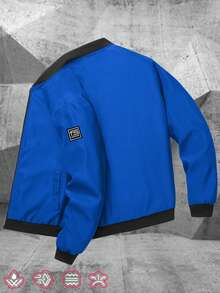 Men's Casual Zip-Up Jacket, Thick, Lightweight Polyester Fabric, Regular Fit Suitable For Fitness Training, Casual Wear, And Outdoor Sports