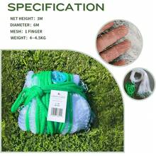 Red de Pesca, Atarraya Abre 6 Metros, Red de Pesca de Agua Salada para Pescado de Cebo, Casi 4.5kg Plomo, Red de Tiro de Peces de Nylon, Red de Fundición Plegable para Trampa de Cebo - 1 - Ver 4