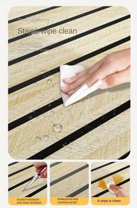 1卷自粘木纹壁纸 - 加厚网格图案，直纹拼接设计，适用于客厅电视背景墙和装饰墙，易撕易贴，现代家居装饰，壁纸装饰，表面光滑 - 銀灰色40*300cm - 查看 5