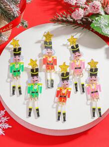 2pcs Bohemian Handmade Beaded Crystal Nutcracker Soldier Drop Earrings For Women, Festive Christmas Holiday Party Daily Wear Jewelry(Handmade Version, With Slight Variations)