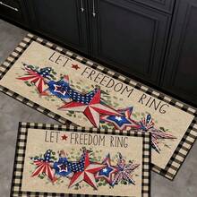 1pc Patriotic Plaid Pattern Printed Rug, Faux Wool Mat - Highly Absorbent, Easy To Clean, Suitable For Home Decor, Farmhouse, Entryway, Indoor, Room Decoration, Kitchen, Dining Room, Small Office/Home Office, Sink, Laundry Room, Doormat, Kitchen Mat, Non-Slip Mat