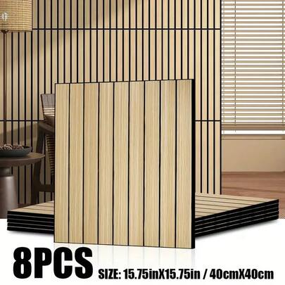 8 szt., Meoky, zagęszczona, stereoskopowa tapeta z kratką w paski 3D, samoprzylepna, natychmiastowo odklejająca się i przyklejana, zdejmowana i bezśladowa, tekstura drewna w stylu retro, naklejka ścienna z tłem, dekoracja ścienna, odpowiednia jako tło telewizora, tło do sypialni, tło do sofy w przedpokoju, łatwa w obsłudze, jedna osoba może ją łatwo wykonać, bardzo odpowiednia do projektów DIY