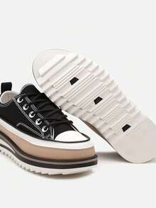 Schnürsneaker mit dicken Sohlen für den täglichen Gebrauch - Schwarz - Übersicht 6