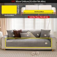 1PC Flannel Pinstripe Labeled Sofa Cushion - Non-Slip Pet-Friendly Seat Pad For 1/2/3/4-Seater Modular Sectionals, Minimalist Premium Cover With Multi-Size & Color Options