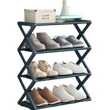Sapateira de plástico empilhável e dobrável de quatro níveis - Organizador de armazenamento em formato de X que economiza espaço para entrada, corredor, quarto, dormitório, fácil de montar, design durável, preto, organizador de sapatos