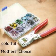 400/800 chiếc nút bấm kim loại nhiều màu, 100/200 bộ kìm bấm năm chấu kèm hộp, kìm bấm cho quần áo da thủ công may vá kim loại - Nhiều màu - Xem 7