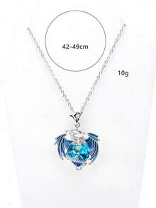 水鑽裝飾龍吊墜項鍊 - 彩色 - 查看 3