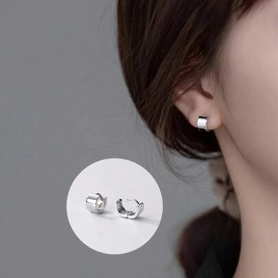 BALMORA 1 Đôi bông tai nhỏ hình tròn, bóng bẩy bằng bạc Sterling S925, thích hợp cho nữ giới đeo hàng ngày, cũng có thể dùng làm quà tặng trong các bữa tiệc, Ngày Valentine, Ngày của Mẹ và các dịp khác.