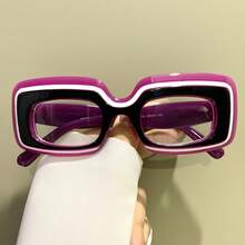 Fashion Y2K Rectangular Glasses Unisex Fashion Patchwork Glasses - Màu tím - Xem 8
