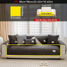 1PC Flannel Pinstripe Labeled Sofa Cushion - Non-Slip Pet-Friendly Seat Pad For 1/2/3/4-Seater Modular Sectionals, Minimalist Premium Cover With Multi-Size & Color Options