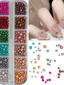 12 Grids Maillard Flat Back Pearls Nail Art Charms With Tweezers And Wax Pencil For Diy Christmas Jewelry & Elegant Accessories - Box In Coffee, Light Grey, Peach Brown Stars Nail Charms,For Nail Art Face Makeup Graduation Cap Decorations Diy And Craft Nail Supplies Nails - Multicolor - View 14