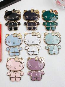 Sanrio 1 قطعة حامل هاتف وآينة مكياج قابلة للطي والدوران بشكل هيلو كيتي لاصق