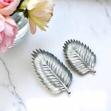 2 Gold Leaf Resin Centerpiece Ornament Decoration - Plateado - Ver 2