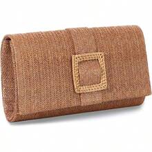 Straw Clutch Purses Women Summer Beach Bag Raffia Crossbody Purse Woven Envelope Handbag - màu nâu - Xem 8