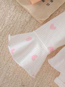 3pcs/Set Baby Girls' Cute Sweet Ruffle Shoulder, Peach Pink 3D Bow & Bow Socks & Headband Set, Autumn/Winter